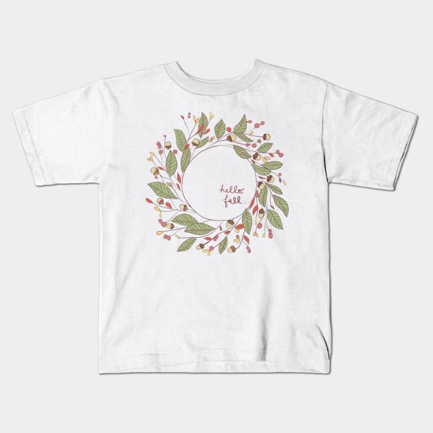 Fall Wreath Kids T-Shirt by LauraKatMax